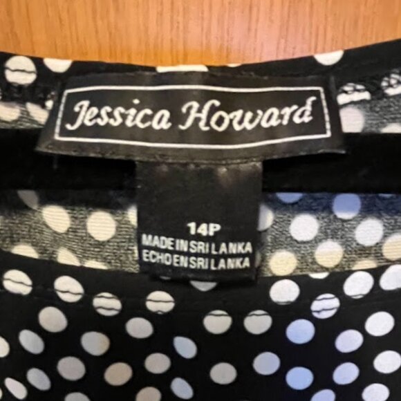 Jessica Howard Sleeveless Polka Dot Midi Dress Womens Size 14 Petite - Picture 3 of 4
